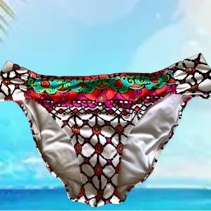 Trina Turk White, Black, Fuscia, Orange, Green & Blue Bikini Bottoms Size 10
